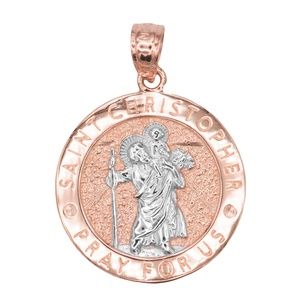10k Rose Gold Saint Christopher Medalion - Religious Patron of Travelers Pendant